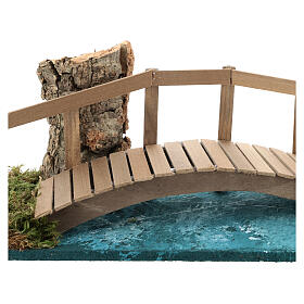 Brücke aus Holz über Fluss für Krippe, 10x25x10 cm
