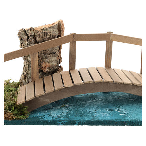 Brücke aus Holz über Fluss für Krippe, 10x25x10 cm 2