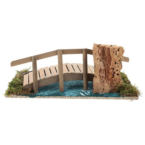 Brücke aus Holz über Fluss für Krippe, 10x25x10 cm 5