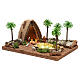 Lighted Nativity scene with grotto and palms 10x25x20 cm, 4 cm nativity s3