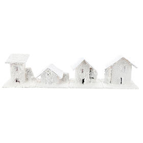 Häuschen vier Stück schneebedeckt für Krippe, 10x10x10 cm