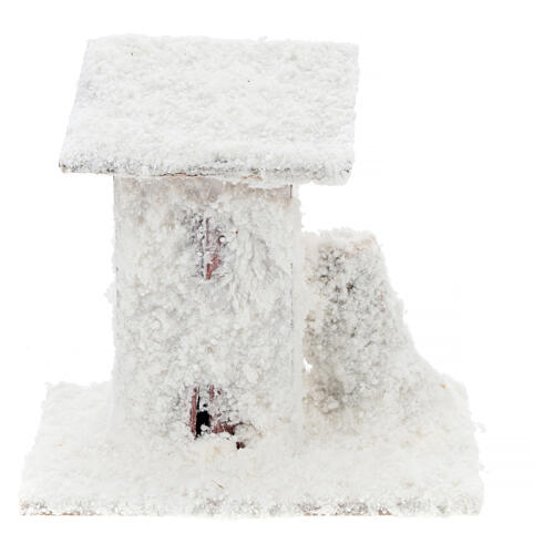 4 miniature houses with snow 10x10x10 cm, for 3-4 cm nativity 4