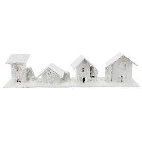 Conjunto 4 casinhas nevadas 10x10x10 cm para presépio com figuras de 3-4 cm de altura média
