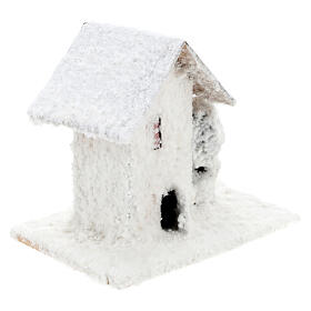 Conjunto 4 casinhas nevadas 10x10x10 cm para presépio com figuras de 3-4 cm de altura média