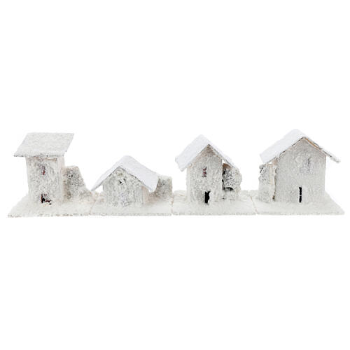 Conjunto 4 casinhas nevadas 10x10x10 cm para presépio com figuras de 3-4 cm de altura média 1