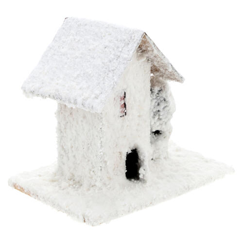 Conjunto 4 casinhas nevadas 10x10x10 cm para presépio com figuras de 3-4 cm de altura média 2