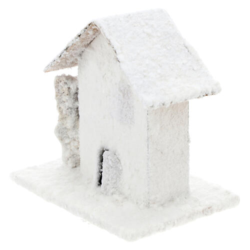 Conjunto 4 casinhas nevadas 10x10x10 cm para presépio com figuras de 3-4 cm de altura média 3