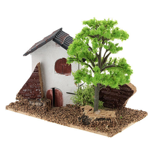 House with tree 10x15x10 cm, 3-4 cm nativity 3