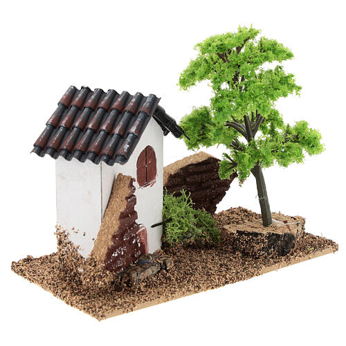Chatka z drzewem, 10x15x10 cm, do szopki 3-4 cm 4