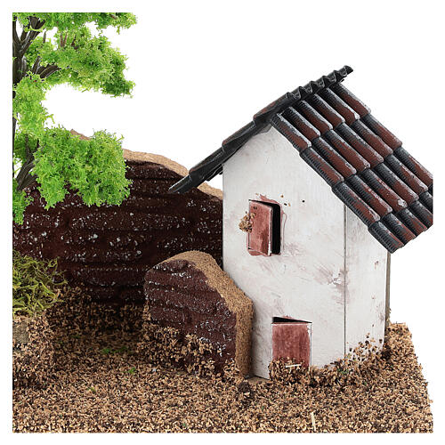 House with brick wall tree 15x15x10 cm, 3-4 cm nativity 2