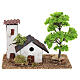 Miniature house with tower 10x15x10 cm, for 3-4 cm nativity s1