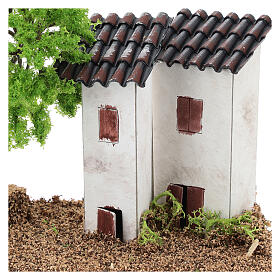 House with 2 towers and tree 10x15x10 cm, for 3-4 cm nativity