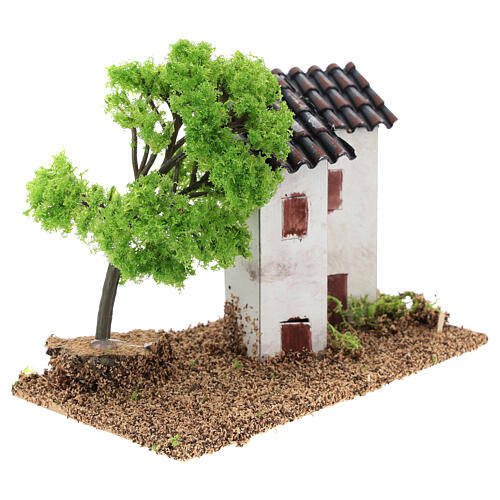 House with 2 towers and tree 10x15x10 cm, for 3-4 cm nativity 4