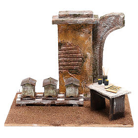 Ambientazione apicoltore con alveari presepe 12 cm