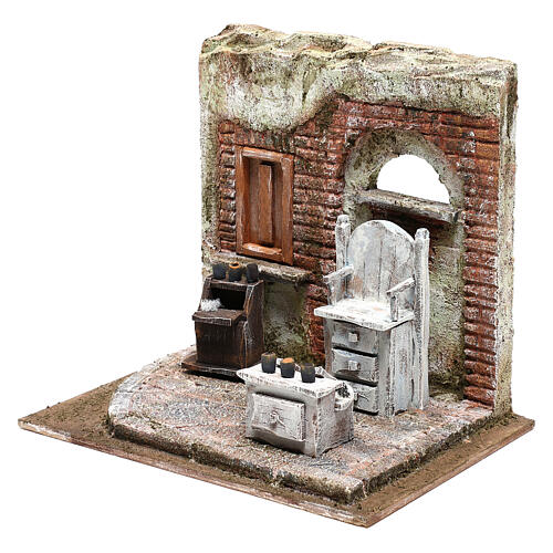 Schuhputz-Szene und Werkzeuge 20x25x20 cm Krippe 12 cm 2