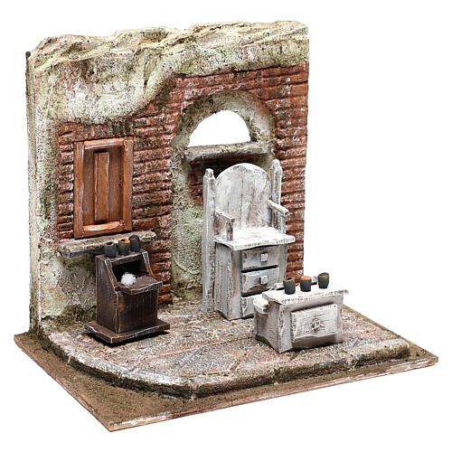 Schuhputz-Szene und Werkzeuge 20x25x20 cm Krippe 12 cm 3