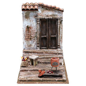 Cenário vendedor de castanhas 25x20x20 cm para presépio com figuras de 12 cm de altura média