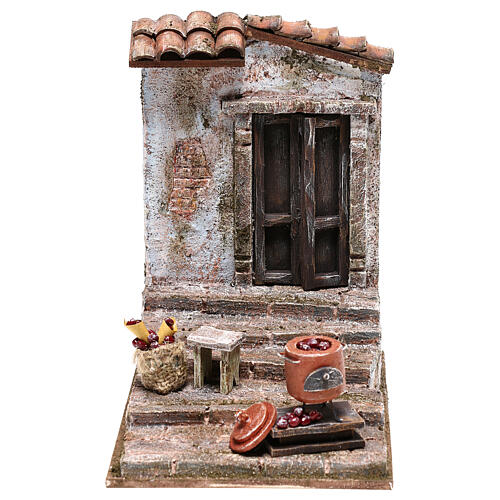 Scene with chestnut roaster on steps, 10 cm nativity 1