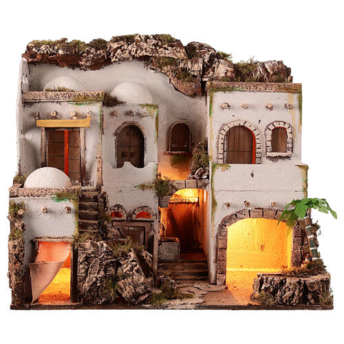 Borgo in stile arabo con oasi per presepe napoletano di 10 cm 1