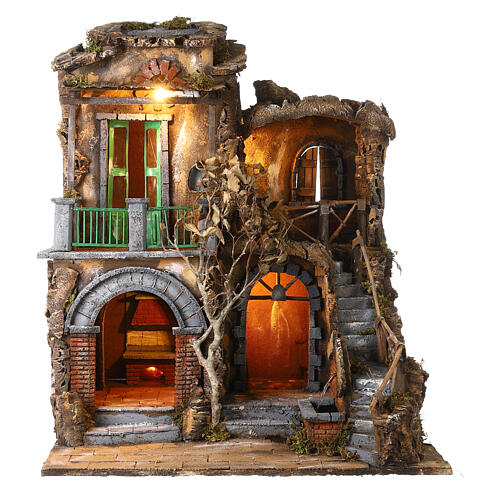 Miniature farmhouse 1700s style with fountain, Neapolitan nativity 14-18 cm 1