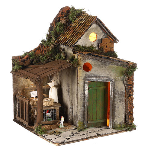 Miniature farmhouse 1700s style with chicken coop, for 10 cm Neapolitan nativity 3