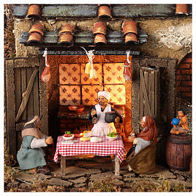 Ambientazione osteria con personaggi presepe napoletano 10 cm