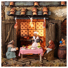 Cenário taverna com peças para presépio napolitano com figuras de 10 cm de altura média