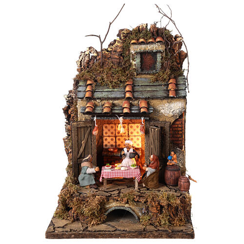 Miniature tavern with characters, 10 cm Neapolitan nativity 1