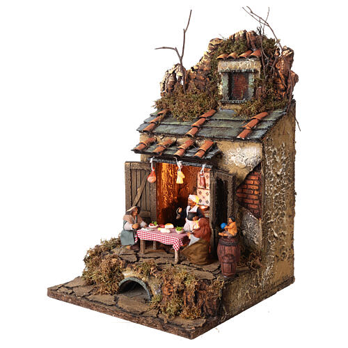 Miniature tavern with characters, 10 cm Neapolitan nativity 3