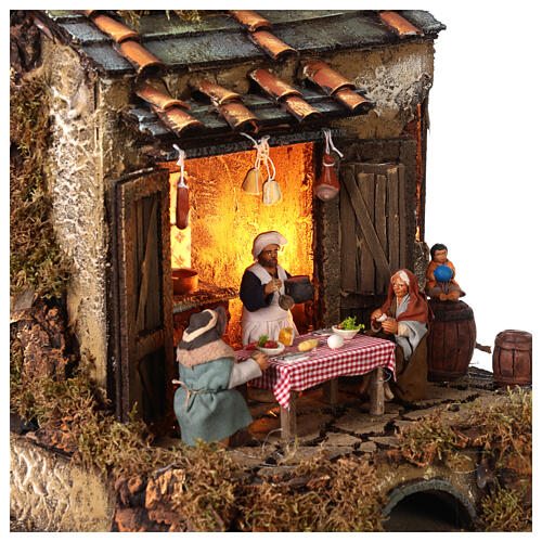 Miniature tavern with characters, 10 cm Neapolitan nativity 4