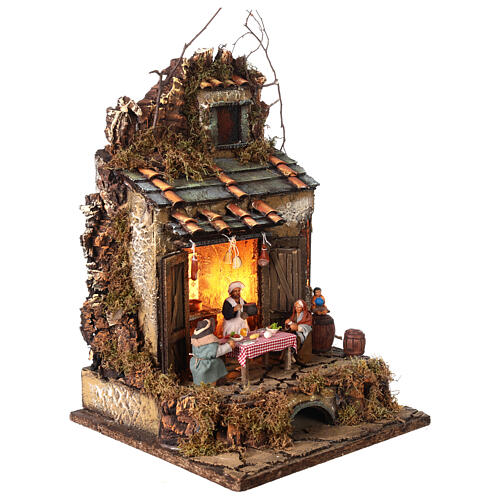 Miniature tavern with characters, 10 cm Neapolitan nativity 5