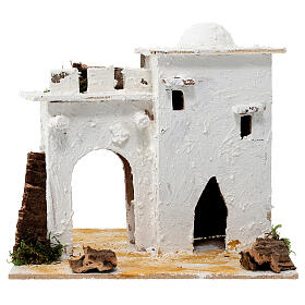 Casa em estilo árabe com portão arqueado para presépio napolitano com figuras de 6 cm de altura média