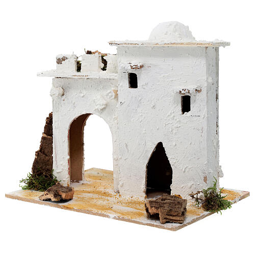 Casa em estilo árabe com portão arqueado para presépio napolitano com figuras de 6 cm de altura média 2