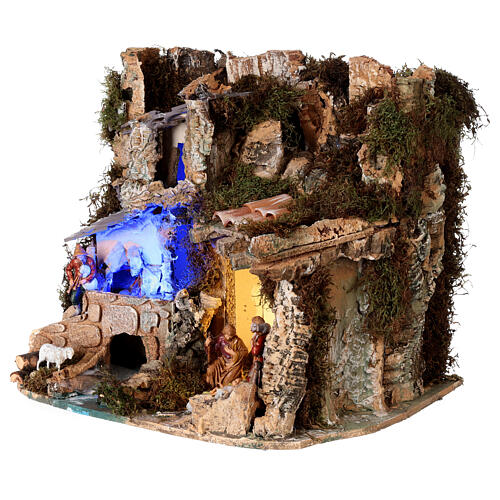 Landschaft mit Grotte und Heiligen Familie 30x35x25cm Nachteffekt 3