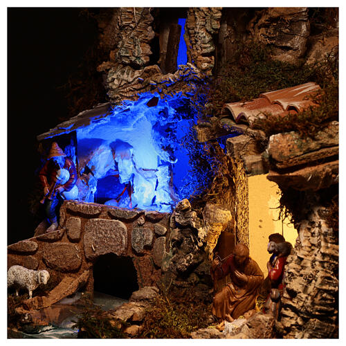 Landschaft mit Grotte und Heiligen Familie 30x35x25cm Nachteffekt 6