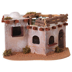Aldeia árabe com balcão para presépio com luzes 15x25x15 cm