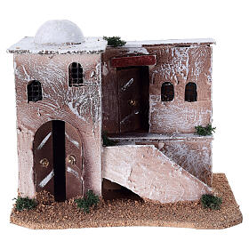 Arabic style house with stairs for Nativity scene 15x20x15 cm