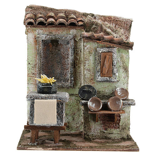 Mini outdoor kitchen with stove pasta plates 20x20x15 cm, for 13 cm nativity 1
