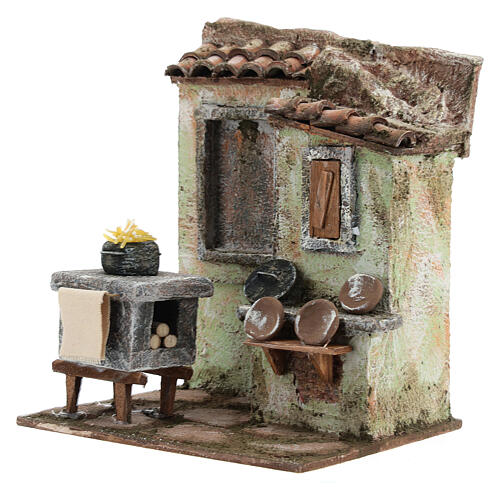 Mini outdoor kitchen with stove pasta plates 20x20x15 cm, for 13 cm nativity 2