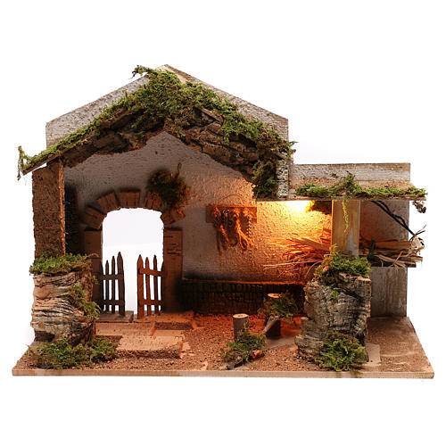 Stable with hay for Neapolitan Nativity scene of 8 cm 1