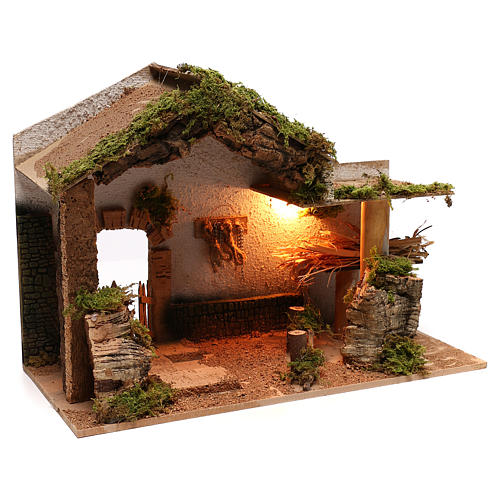 Stable with hay for Neapolitan Nativity scene of 8 cm 3