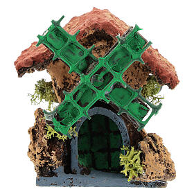 Miniature windmill with stable 10x5x5 cm, for 4-6 Neapolitan nativity