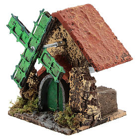 Casa de fazenda com moinho de vento 10x10x5 cm para presépio napolitano com figuras de 4-6 cm de altura média