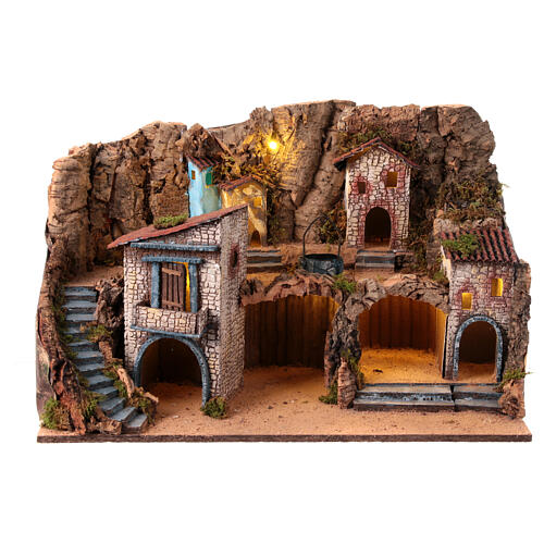 Neapolitan Nativity scene setting rustic village for 12-14 cm characters 2