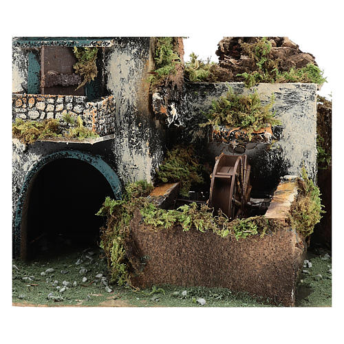 Neapolitan Nativity scene setting with watermill for 10 cm characters 2