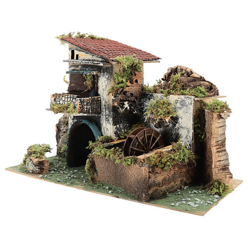 Neapolitan Nativity scene setting with watermill for 10 cm characters 3