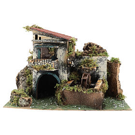House with watermill, for 10 cm Neapolitan nativity