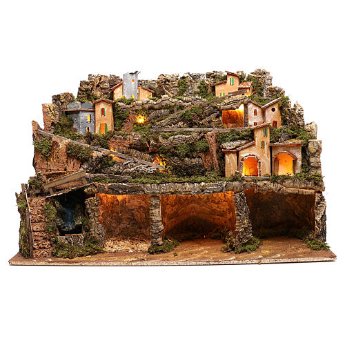 Village for nativity lights and waterfall with pump 50x80x80 for 6-8 cm nativity 1