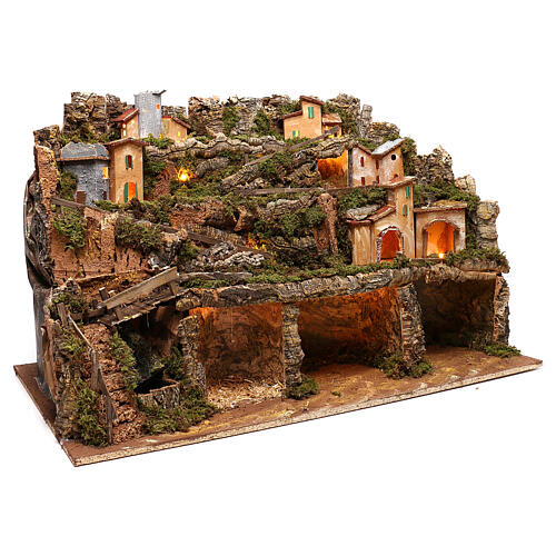Village for nativity lights and waterfall with pump 50x80x80 for 6-8 cm nativity 3