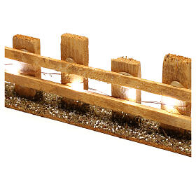 Bridges, streams and fences for Nativity scene: Miniature wooden fence, for 4-6 cm nativity 4x35x8 cm with lights